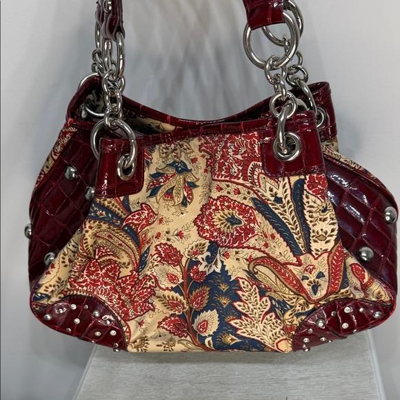 KATHY Women’s Van Zeeland Red Floral Shoulder Purse Y2K Handbag Vintage - Picture 10 of 11
